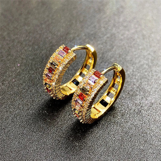 Delicate Stone Hoop Earrings