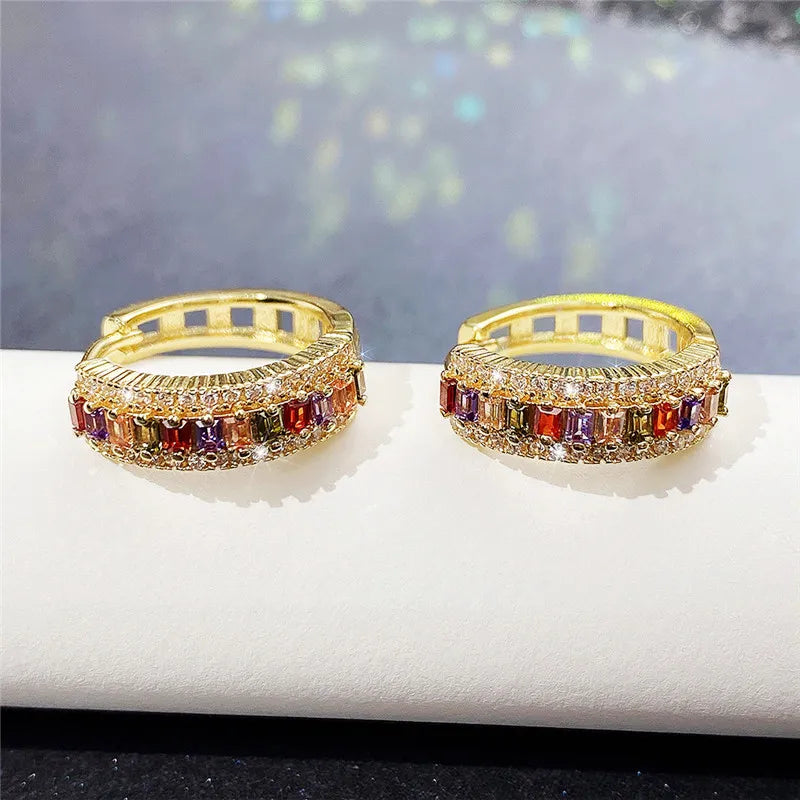 Delicate Stone Hoop Earrings