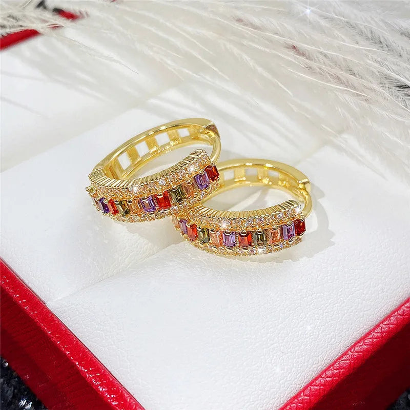Delicate Stone Hoop Earrings