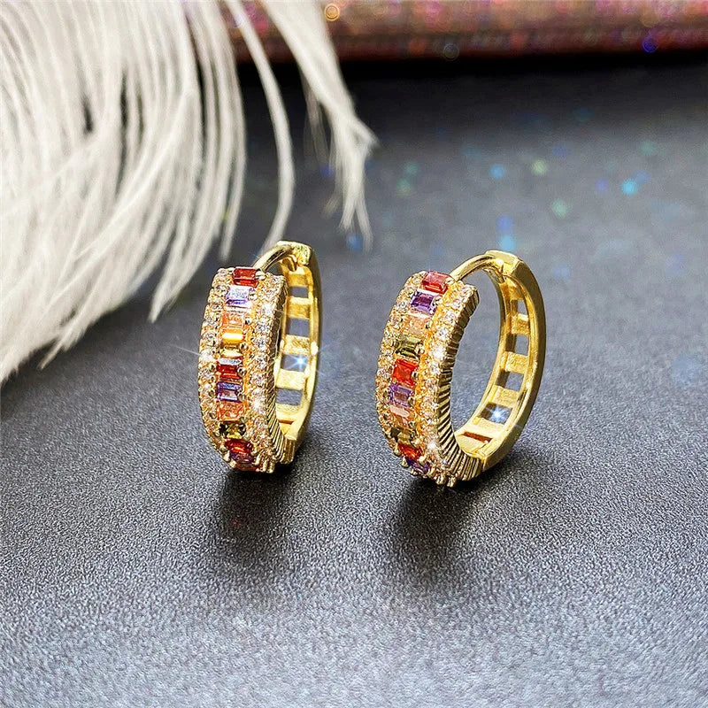 Delicate Stone Hoop Earrings